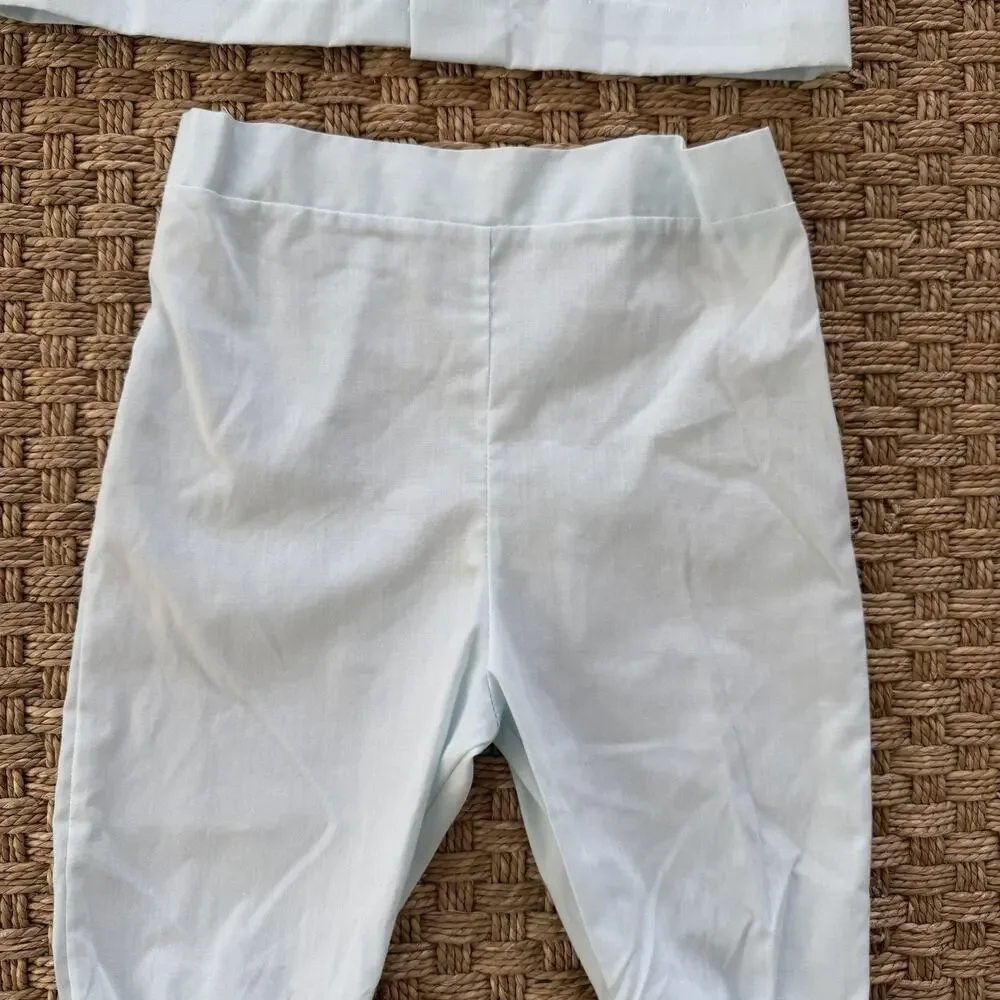 Vintage Baby Boy Heirloom Set With Bonnet Pale Blue Color